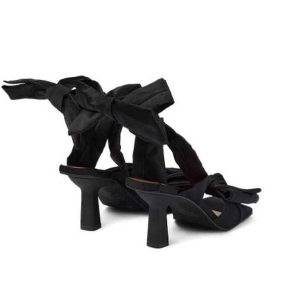 Ganni Black Bow-Trimmed Lace-Up Heel Size 38/8 - Picture 4 of 14